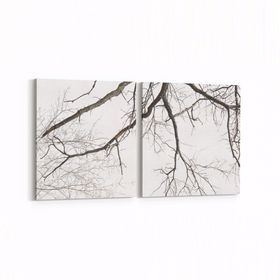 Olla 10691K2Y Ağaç Görseli Kare 2 Parça Yatay 65x30 cm Kanvas Tablo