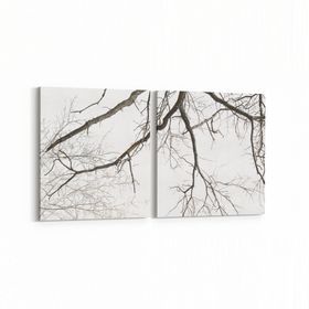 Olla 10691K2Y Ağaç Görseli Kare 2 Parça Yatay 65x30 cm Kanvas Tablo