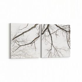 Olla 10691K2Y Ağaç Görseli Kare 2 Parça Yatay 65x30 cm Kanvas Tablo