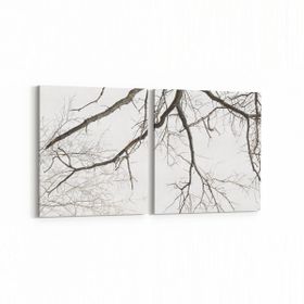 Olla 10691K2Y Ağaç Görseli Kare 2 Parça Yatay 65x30 cm Kanvas Tablo