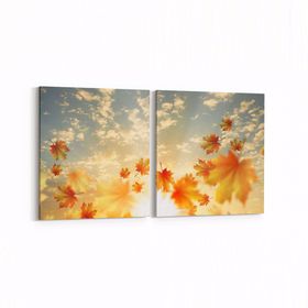 Olla 10705K2Y Ağaç Görseli Kare 2 Parça Yatay 65x30 cm Kanvas Tablo