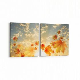 Olla 10705K2Y Ağaç Görseli Kare 2 Parça Yatay 65x30 cm Kanvas Tablo