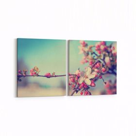 Olla 10730K2Y Ağaç Görseli Kare 2 Parça Yatay 65x30 cm Kanvas Tablo