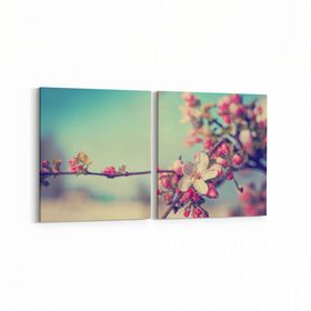 Olla 10730K2Y Ağaç Görseli Kare 2 Parça Yatay 65x30 cm Kanvas Tablo