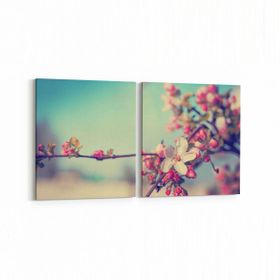 Olla 10730K2Y Ağaç Görseli Kare 2 Parça Yatay 65x30 cm Kanvas Tablo
