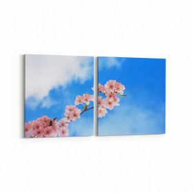 Olla 10761K2Y Ağaç Görseli Kare 2 Parça Yatay 65x30 cm Kanvas Tablo