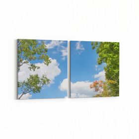 Olla 10772K2Y Ağaç Görseli Kare 2 Parça Yatay 65x30 cm Kanvas Tablo