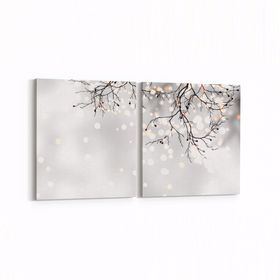 Olla 10810K2Y Ağaç Görseli Kare 2 Parça Yatay 65x30 cm Kanvas Tablo