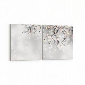 Olla 10810K2Y Ağaç Görseli Kare 2 Parça Yatay 65x30 cm Kanvas Tablo