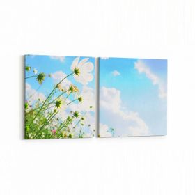 Olla 10815K2Y Ağaç Görseli Kare 2 Parça Yatay 65x30 cm Kanvas Tablo