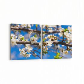 Olla 10821K2Y Ağaç Görseli Kare 2 Parça Yatay 65x30 cm Kanvas Tablo