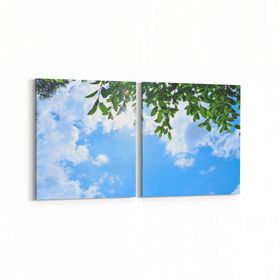 Olla 10841K2Y Ağaç Görseli Kare 2 Parça Yatay 65x30 cm Kanvas Tablo