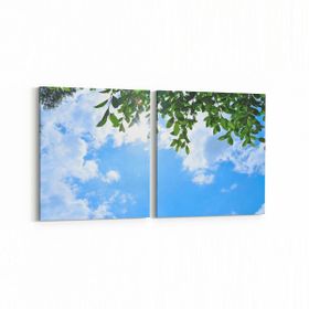 Olla 10841K2Y Ağaç Görseli Kare 2 Parça Yatay 65x30 cm Kanvas Tablo