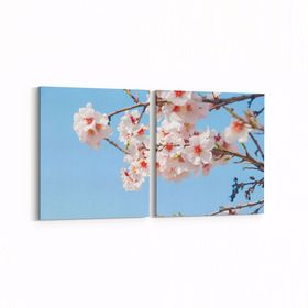 Olla 10849K2Y Ağaç Görseli Kare 2 Parça Yatay 65x30 cm Kanvas Tablo