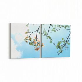 Olla 10851K2Y Ağaç Görseli Kare 2 Parça Yatay 65x30 cm Kanvas Tablo