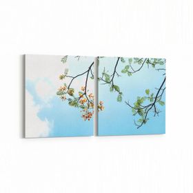 Olla 10851K2Y Ağaç Görseli Kare 2 Parça Yatay 65x30 cm Kanvas Tablo