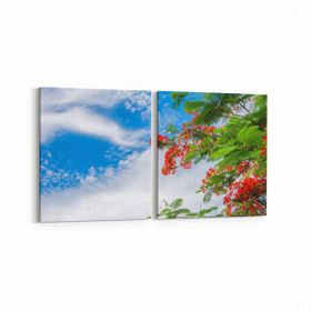 Olla 10877K2Y Ağaç Görseli Kare 2 Parça Yatay 65x30 cm Kanvas Tablo