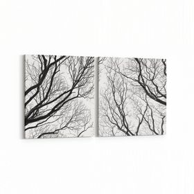 Olla 10884K2Y Ağaç Görseli Kare 2 Parça Yatay 65x30 cm Kanvas Tablo