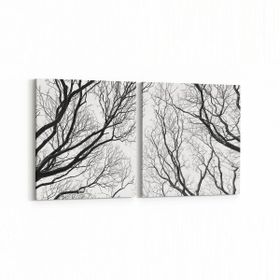 Olla 10884K2Y Ağaç Görseli Kare 2 Parça Yatay 65x30 cm Kanvas Tablo