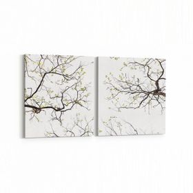Olla 10887K2Y Ağaç Görseli Kare 2 Parça Yatay 65x30 cm Kanvas Tablo