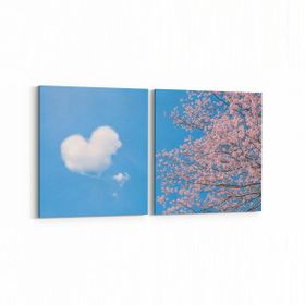 Olla 10931K2Y Ağaç Görseli Kare 2 Parça Yatay 65x30 cm Kanvas Tablo