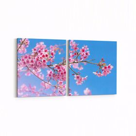 Olla 10939K2Y Ağaç Görseli Kare 2 Parça Yatay 65x30 cm Kanvas Tablo