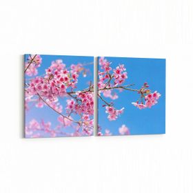 Olla 10939K2Y Ağaç Görseli Kare 2 Parça Yatay 65x30 cm Kanvas Tablo