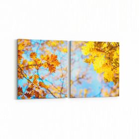 Olla 10973K2Y Ağaç Görseli Kare 2 Parça Yatay 65x30 cm Kanvas Tablo