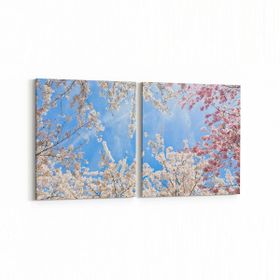 Olla 11010K2Y Ağaç Görseli Kare 2 Parça Yatay 65x30 cm Kanvas Tablo