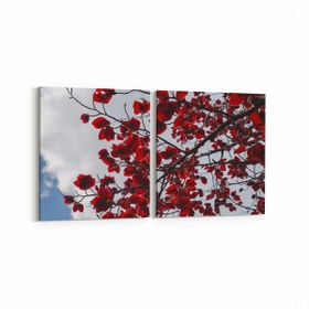 Olla 11021K2Y Ağaç Görseli Kare 2 Parça Yatay 65x30 cm Kanvas Tablo