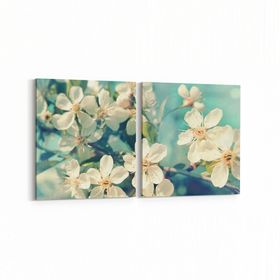 Olla 11034K2Y Ağaç Görseli Kare 2 Parça Yatay 65x30 cm Kanvas Tablo