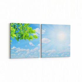 Olla 11060K2Y Ağaç Görseli Kare 2 Parça Yatay 65x30 cm Kanvas Tablo