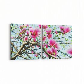 Olla 11064K2Y Ağaç Görseli Kare 2 Parça Yatay 65x30 cm Kanvas Tablo