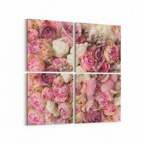 Olla 11558K4 Çiçek Görseli Kare 4 Parça 65x65 cm Kanvas Tablo