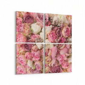Olla 11558K4 Çiçek Görseli Kare 4 Parça 65x65 cm Kanvas Tablo