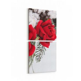 Olla 11565K2D Çiçek Görseli Kare 2 Parça Dikey 30x65 cm Kanvas Tablo