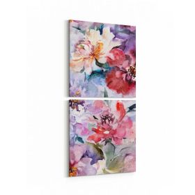 Olla 11573K2D Çiçek Görseli Kare 2 Parça Dikey 30x65 cm Kanvas Tablo