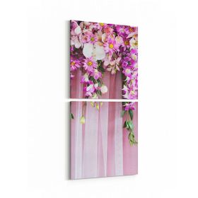 Olla 11574K2D Çiçek Görseli Kare 2 Parça Dikey 30x65 cm Kanvas Tablo