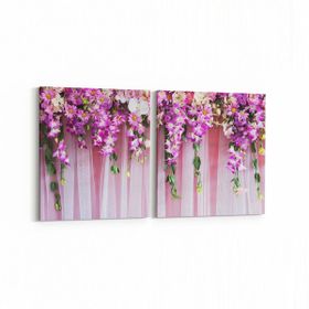 Olla 11574K2Y Çiçek Görseli Kare 2 Parça Yatay 65x30 cm Kanvas Tablo