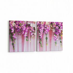 Olla 11574K2Y Çiçek Görseli Kare 2 Parça Yatay 65x30 cm Kanvas Tablo