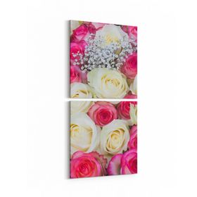 Olla 11580K2D Çiçek Görseli Kare 2 Parça Dikey 30x65 cm Kanvas Tablo