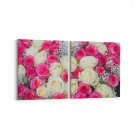 Olla 11580K2Y Çiçek Görseli Kare 2 Parça Yatay 65x30 cm Kanvas Tablo