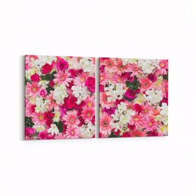 Olla 11581K2Y Çiçek Görseli Kare 2 Parça Yatay 65x30 cm Kanvas Tablo