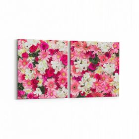 Olla 11581K2Y Çiçek Görseli Kare 2 Parça Yatay 65x30 cm Kanvas Tablo