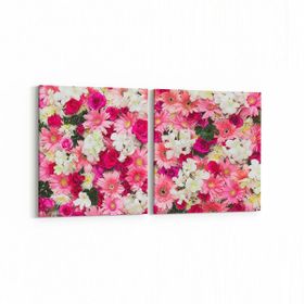 Olla 11581K2Y Çiçek Görseli Kare 2 Parça Yatay 65x30 cm Kanvas Tablo