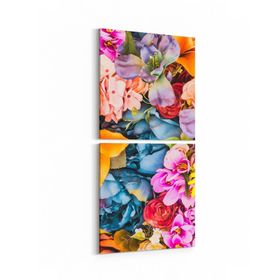 Olla 11584K2D Çiçek Görseli Kare 2 Parça Dikey 30x65 cm Kanvas Tablo
