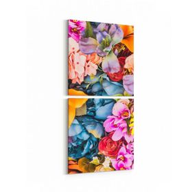 Olla 11584K2D Çiçek Görseli Kare 2 Parça Dikey 30x65 cm Kanvas Tablo
