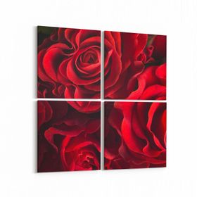 Olla 11590K4 Çiçek Görseli Kare 4 Parça 65x65 cm Kanvas Tablo