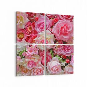 Olla 11591K4 Çiçek Görseli Kare 4 Parça 65x65 cm Kanvas Tablo
