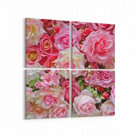 Olla 11591K4 Çiçek Görseli Kare 4 Parça 65x65 cm Kanvas Tablo